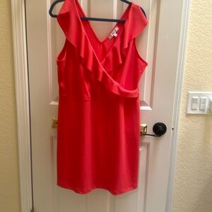coral dress double breasted below the knee spandex